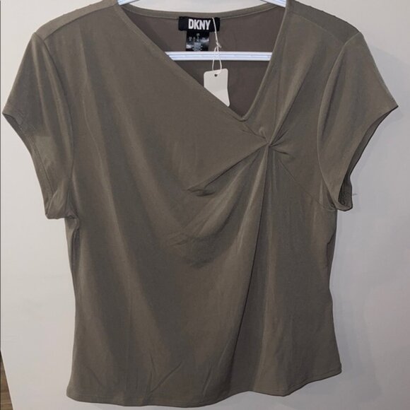 DKNY Women's Short Sleeve Top in Army Green - Picture 1 of 3